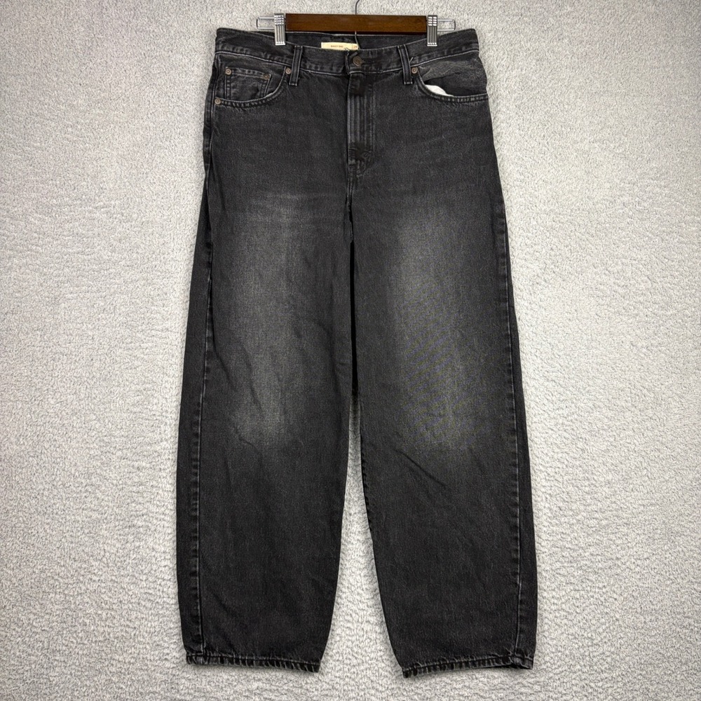 Levis Jeans Womens 29x30 Black Premium Baggy Dad Faded Loose Skater Grunge Big E